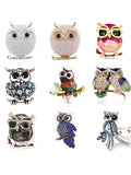 Owl Enamel Pins Rhinestone Couple Brooch