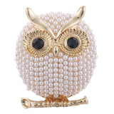 Owl Enamel Pins Rhinestone Couple Brooch