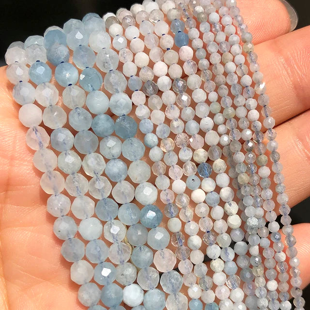 Natural AA Aquamarines Lapis Micro Small Loose Bead DIY Jewelry Bracelet