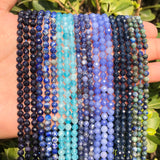 Natural AA Aquamarines Lapis Micro Small Loose Bead DIY Jewelry Bracelet