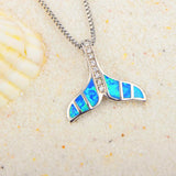 Fire Ocean Opal Whale Tail Necklace for Women