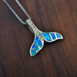 Fire Ocean Opal Whale Tail Necklace for Women