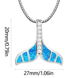 Fire Ocean Opal Whale Tail Necklace for Women