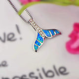 Fire Ocean Opal Whale Tail Necklace for Women