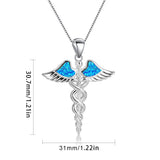 Fire Opal Angel Wings Snake Necklace Pendant