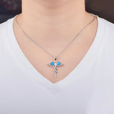 Fire Opal Angel Wings Snake Necklace Pendant