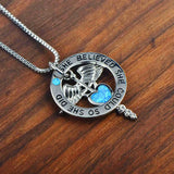 Fire Opal Angel Wings Necklace Pendant for Women