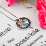 Fire Opal Angel Wings Necklace Pendant for Women