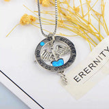 Fire Opal Angel Wings Necklace Pendant for Women