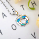 Fire Opal Beach Feet Pendant & Necklace Set for Women Girls