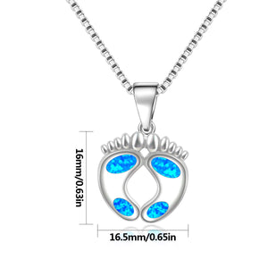 Fire Opal Beach Feet Pendant & Necklace Set for Women Girls