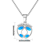 Fire Opal Beach Feet Pendant & Necklace Set for Women Girls
