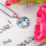 Fire Opal Beach Feet Pendant & Necklace Set for Women Girls
