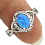 Fire Opal CZ Oval Silver Plated Ring for Women
