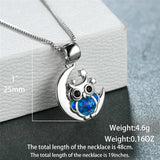Fire Opal Owl Pendant Necklace Vintage Animal Jewelry 925 Silver Birthstone