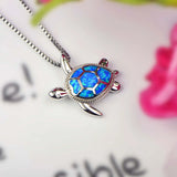 Fire Opal Jewelry Lovely Sea Turtle Pendant Necklace