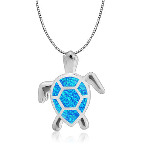 Fire Opal Jewelry Silver Plated Sea Turtle Necklace