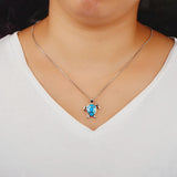 Fire Opal Jewelry Silver Plated Sea Turtle Necklace