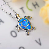 Fire Opal Jewelry Silver Plated Sea Turtle Necklace