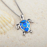 Fire Opal Jewelry Silver Plated Sea Turtle Necklace