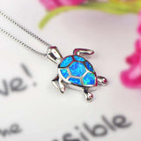 Fire Opal Jewelry Silver Plated Sea Turtle Necklace