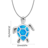 Fire Opal Jewelry Silver Plated Sea Turtle Necklace