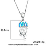 Fire Opal Jellyfish Pendant Necklace 925 Sterling Silver Animal Jewelry Chain