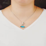 Fire Opal Surfer Girl Pendant Necklace for Women