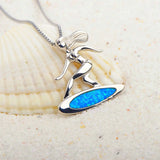 Fire Opal Surfer Girl Pendant Necklace for Women