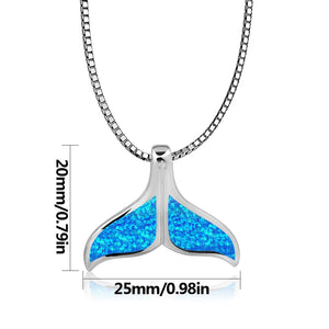Fire Opal Whale Tail Pendant Necklace for Women Girls Drop