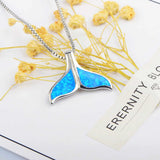Fire Opal Whale Tail Pendant Necklace for Women Girls Drop