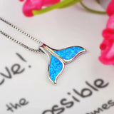 Fire Opal Whale Tail Pendant Necklace for Women Girls Drop