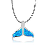 Fire Opal Whale Tail Pendant Necklace for Women Girls Drop
