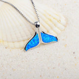 Fire Opal Whale Tail Pendant Necklace for Women Girls Drop