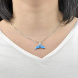 Fire Opal Whale Tail Pendant Necklace for Women Girls Drop