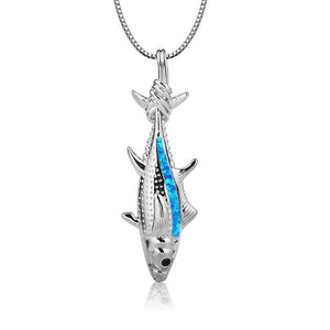 Fire Opal Tuna Fish Necklace Pendant for Women