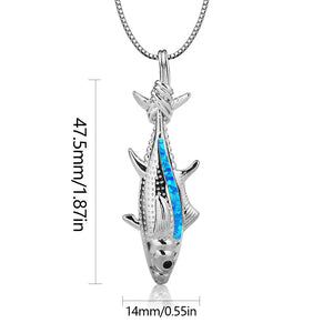 Fire Opal Tuna Fish Necklace Pendant for Women