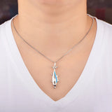 Fire Opal Tuna Fish Necklace Pendant for Women