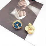 Vintage Flower Rhinestone Clip Earrings