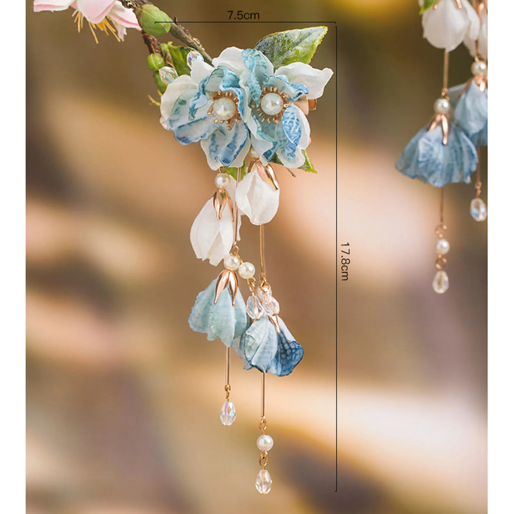Flower Hair Clip Chinese Hair Accessories Pearl Tassel Hairpin Vintage