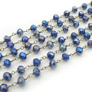Glass Faceted Oblaten Beads Wire Chain for Necklaces or Bracelets