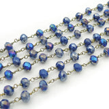 Glass Faceted Oblaten Beads Wire Chain for Necklaces or Bracelets