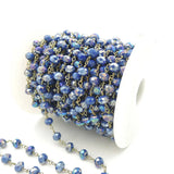 Glass Faceted Oblaten Beads Wire Chain for Necklaces or Bracelets