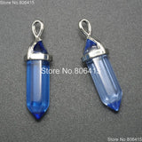 Hexagonal Pointed Glass Gems Stones Necklace Earrings Pendant Jewelry