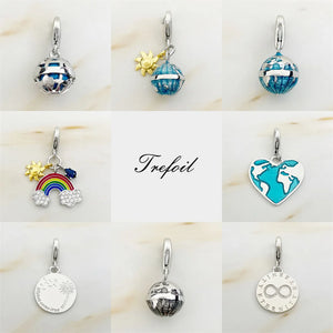 925 Silver Globe Wishes Charm Pendant, Classic Gift For Women Men