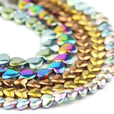 6/8MM Peach Heart Hematite Natural Stone Spacer Beads