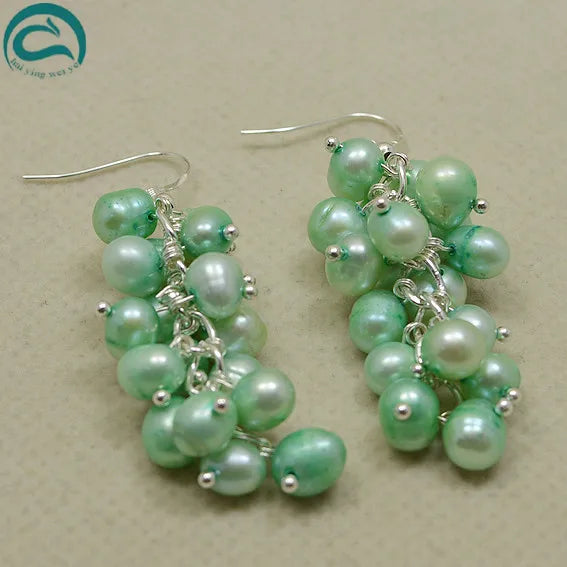 Grape Pearl Earrings, 100% Natural Freshwater Pearl Women Jewellery