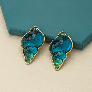 Vintage Sea Screw Ear Clip Jelly Glass Piercing Jewelry
