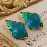 Vintage Sea Screw Ear Clip Jelly Glass Piercing Jewelry