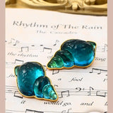Vintage Sea Screw Ear Clip Jelly Glass Piercing Jewelry
